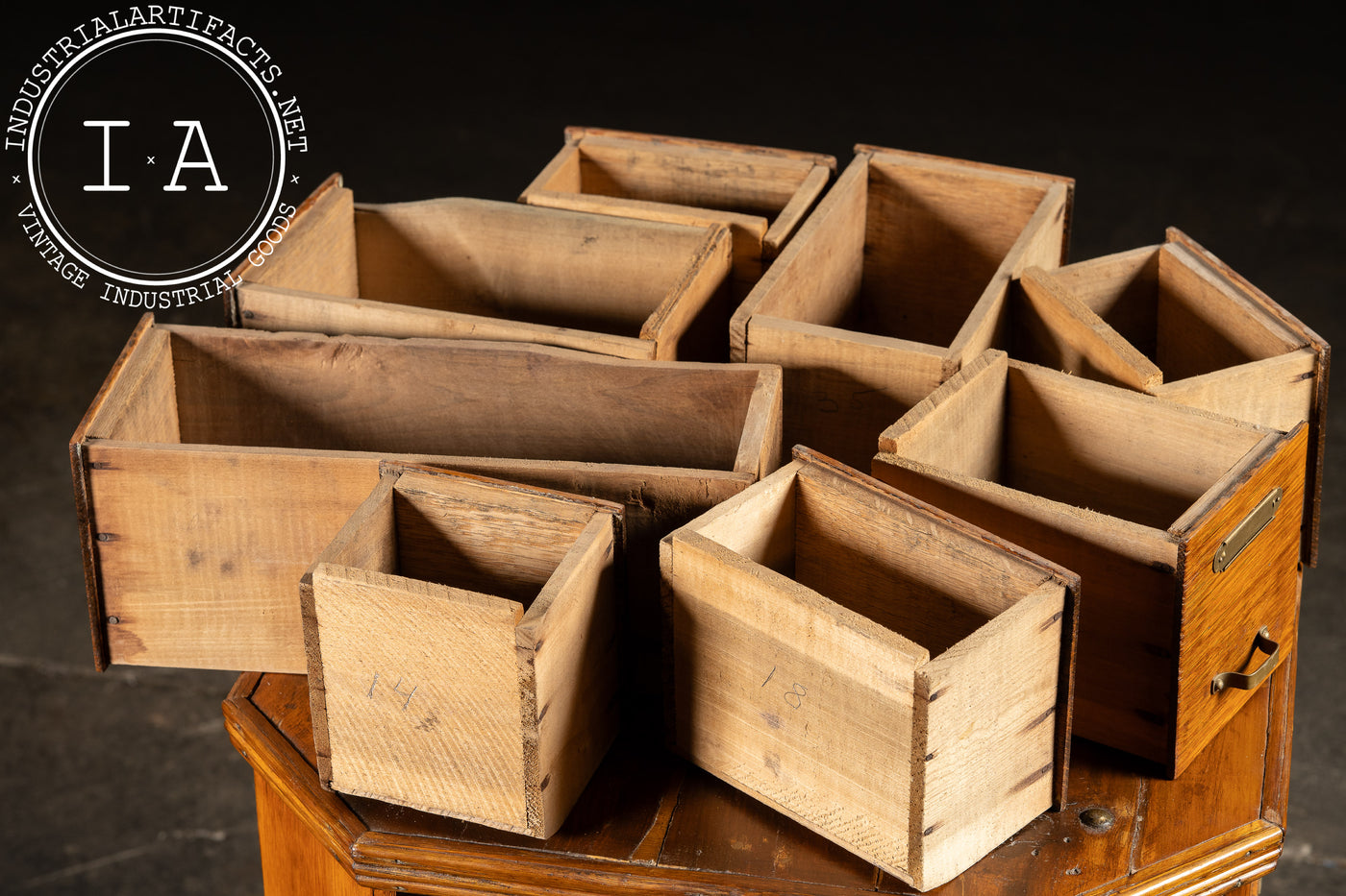 Early 20th Century Oak 40-Drawer Revolving Parts Cabinet