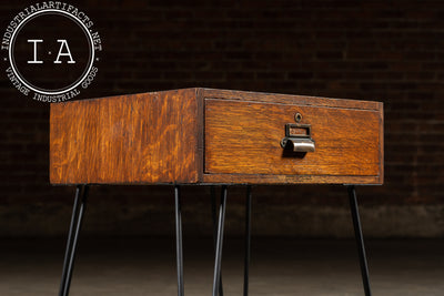 Antique Quartersawn Oak Side Table with Drawer by Y & E