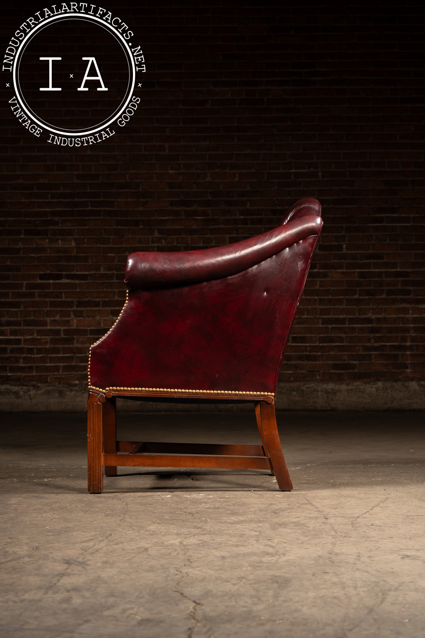 Vintage Burgundy Tufted Leather Chesterfield Club Chair