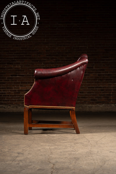 Vintage Burgundy Tufted Leather Chesterfield Club Chair