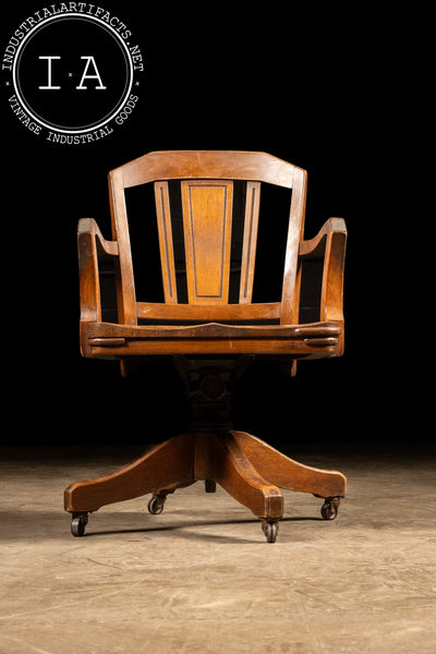 Vintage Oak Swivel Banker's Chair