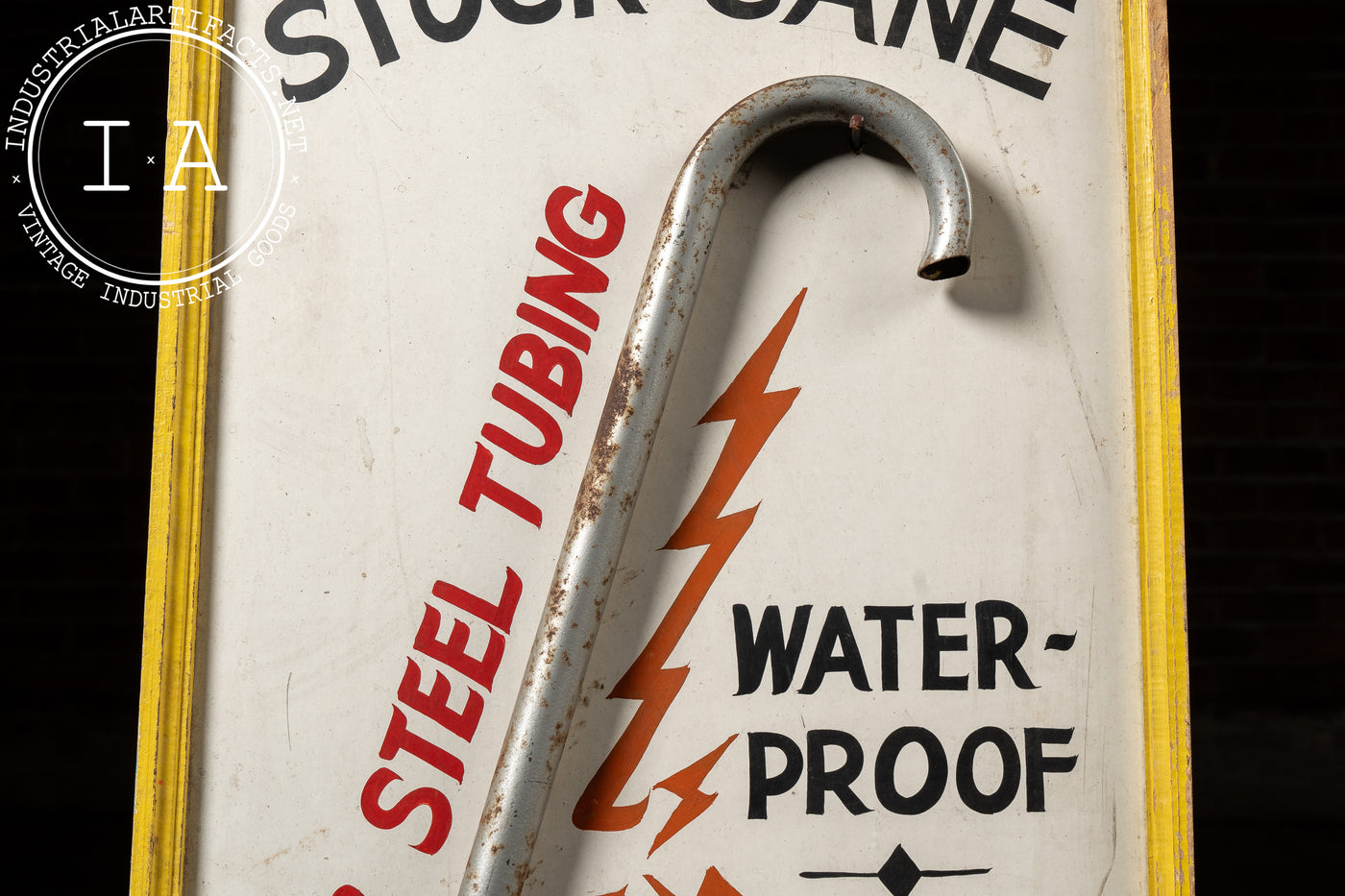 Antique Electric Stock Cane Painted Masonite Self-Standing Sign