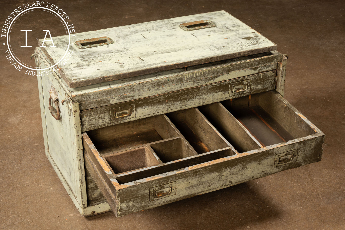 Antique Wooden Industrial Tool Chest