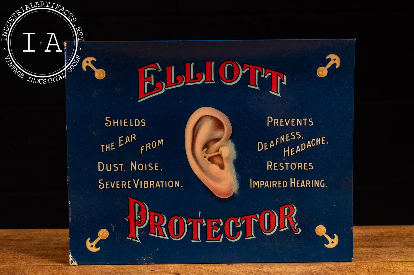 Early 20th Century Elliott Ear Protector Advertising Sign