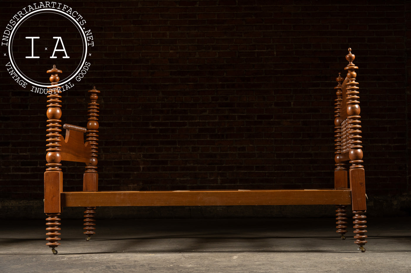 Late 19th Century Jenny Lind Style Spindle Bedframe