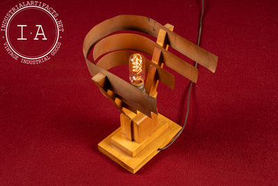 Vintage Streamline Modernist Tiered Copper Table Lamp
