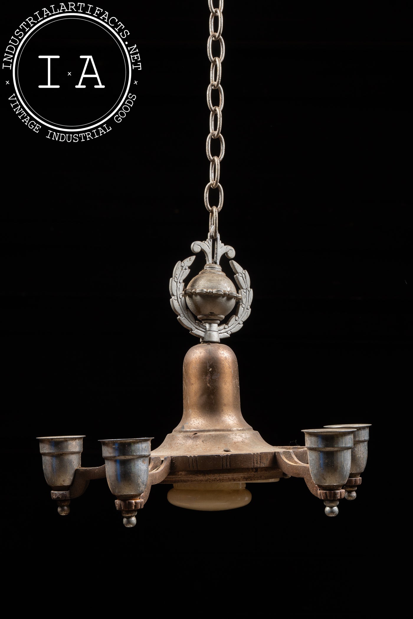 Five-Socket Nickel-Plated Art Deco Lighting Fixture