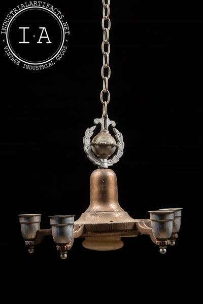 Five-Socket Nickel-Plated Art Deco Lighting Fixture