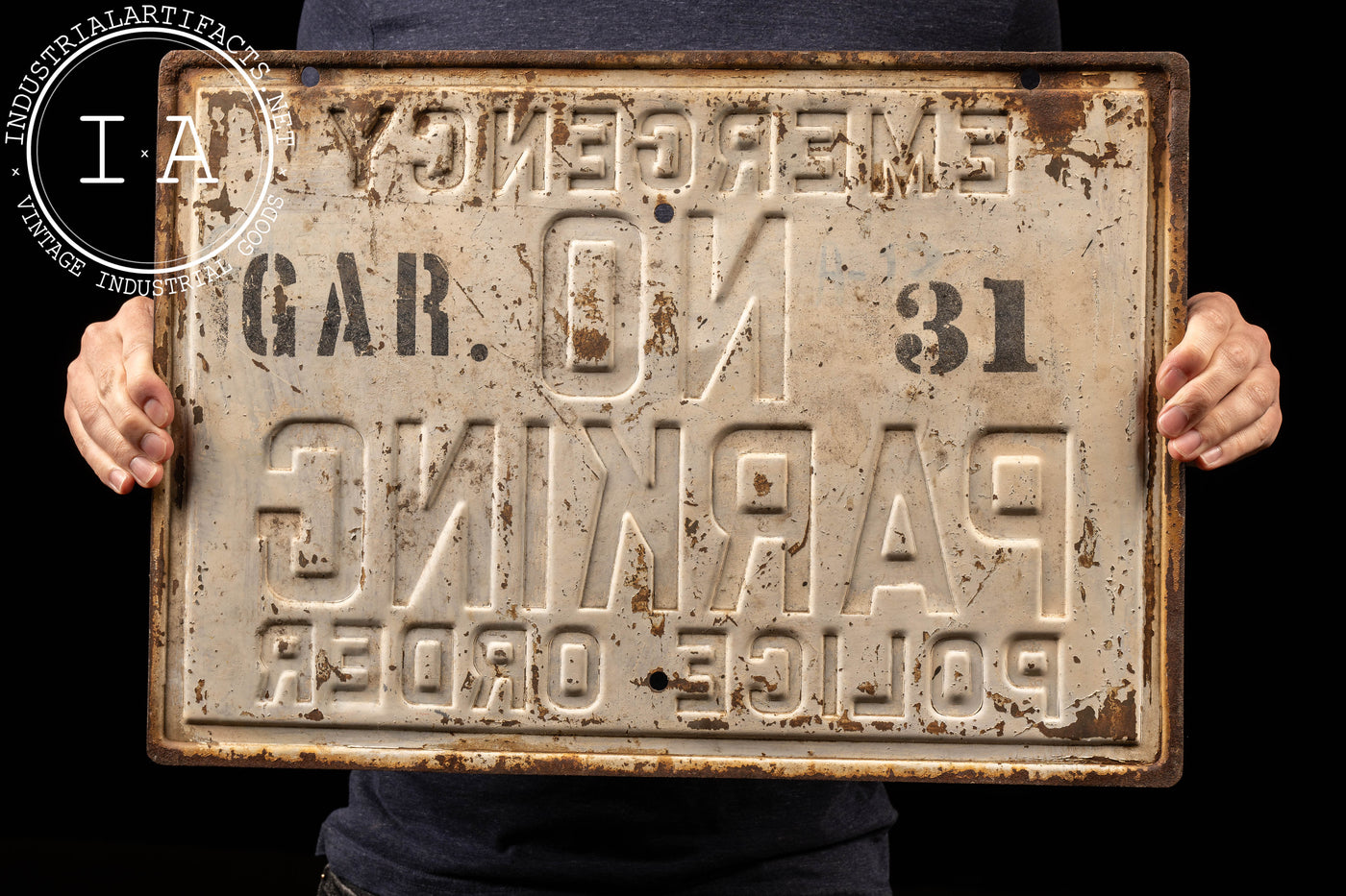 Vintage Embossed Tin "No Parking" Sign