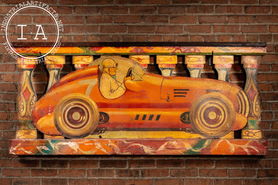 Vintage Double-Sided Art Deco Painted Carnival Ride Handrail Panel