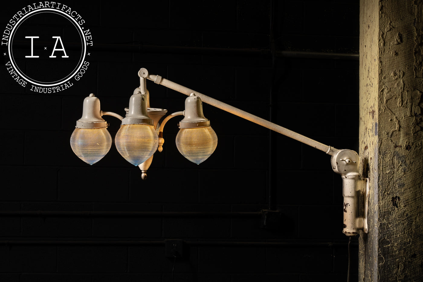 Antique Harry J. Bosworth Dental Lamp With Holophane Shades