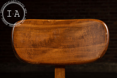 Vintage Wooden Rolling Office Chair on Casters