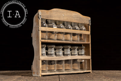 Early Apothecary Bottle Rack with Twelve Glass Stoppered Vials