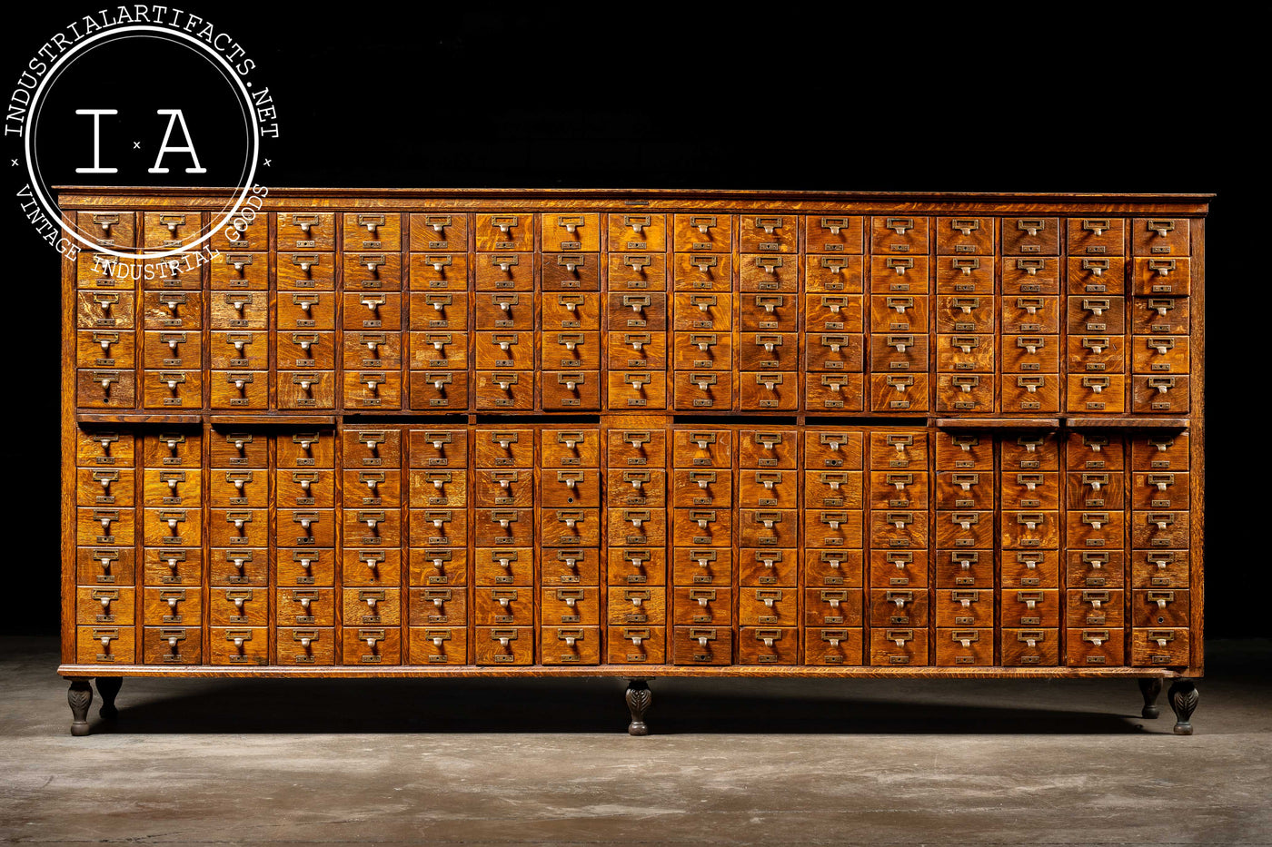 Massive Early 20th Century 187-Drawer Maple Card Catalog