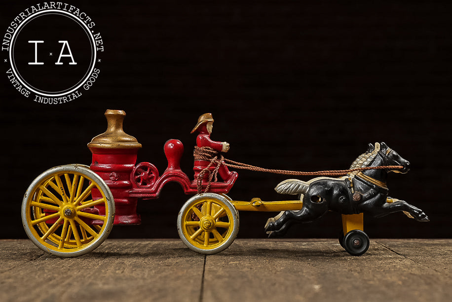 Kenton Cast Iron Horse Drawn Fire Pumper with Driver
