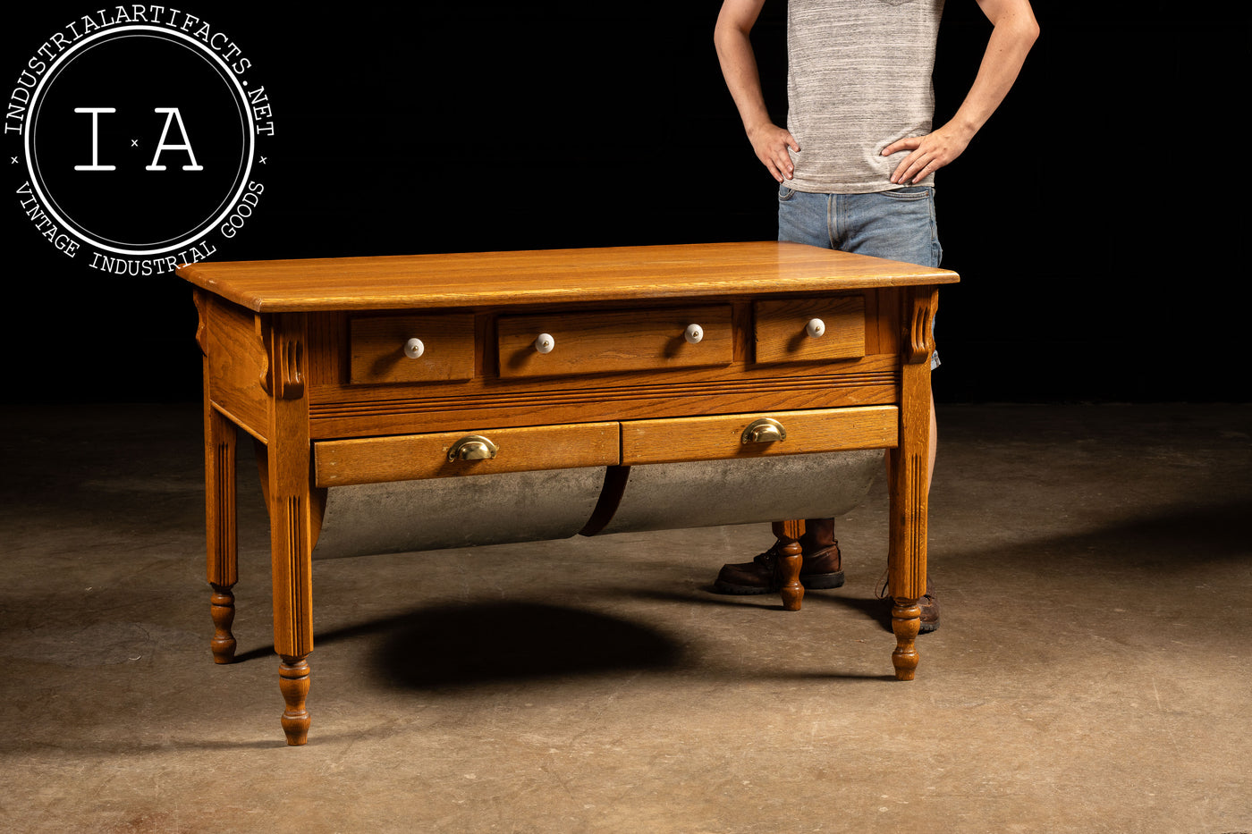 Early 20th Century Oak Baker's Table