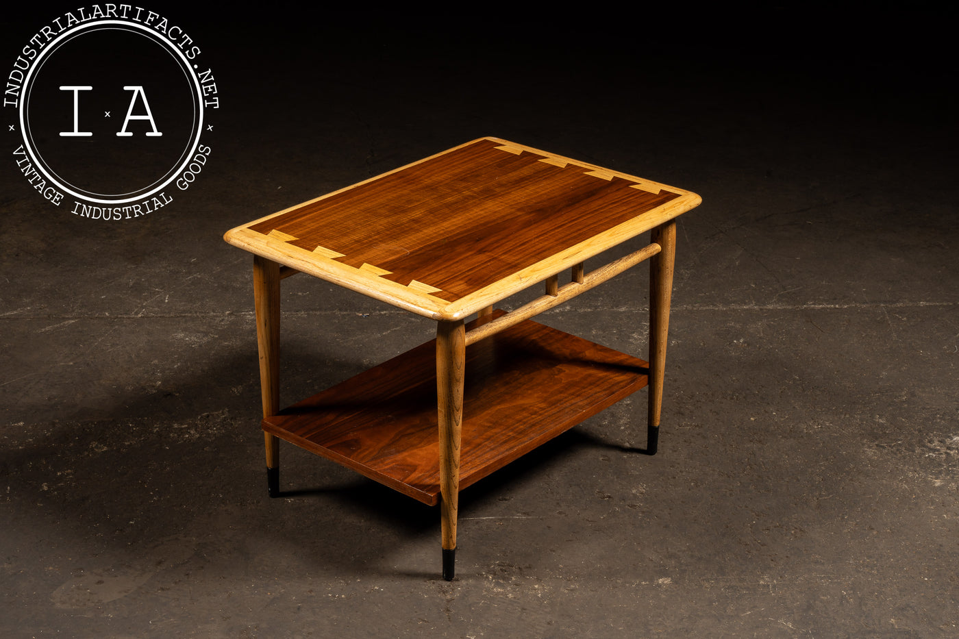 c. 1960 Lane Mid-Century Modern Walnut Side Table with Dovetail Inlay