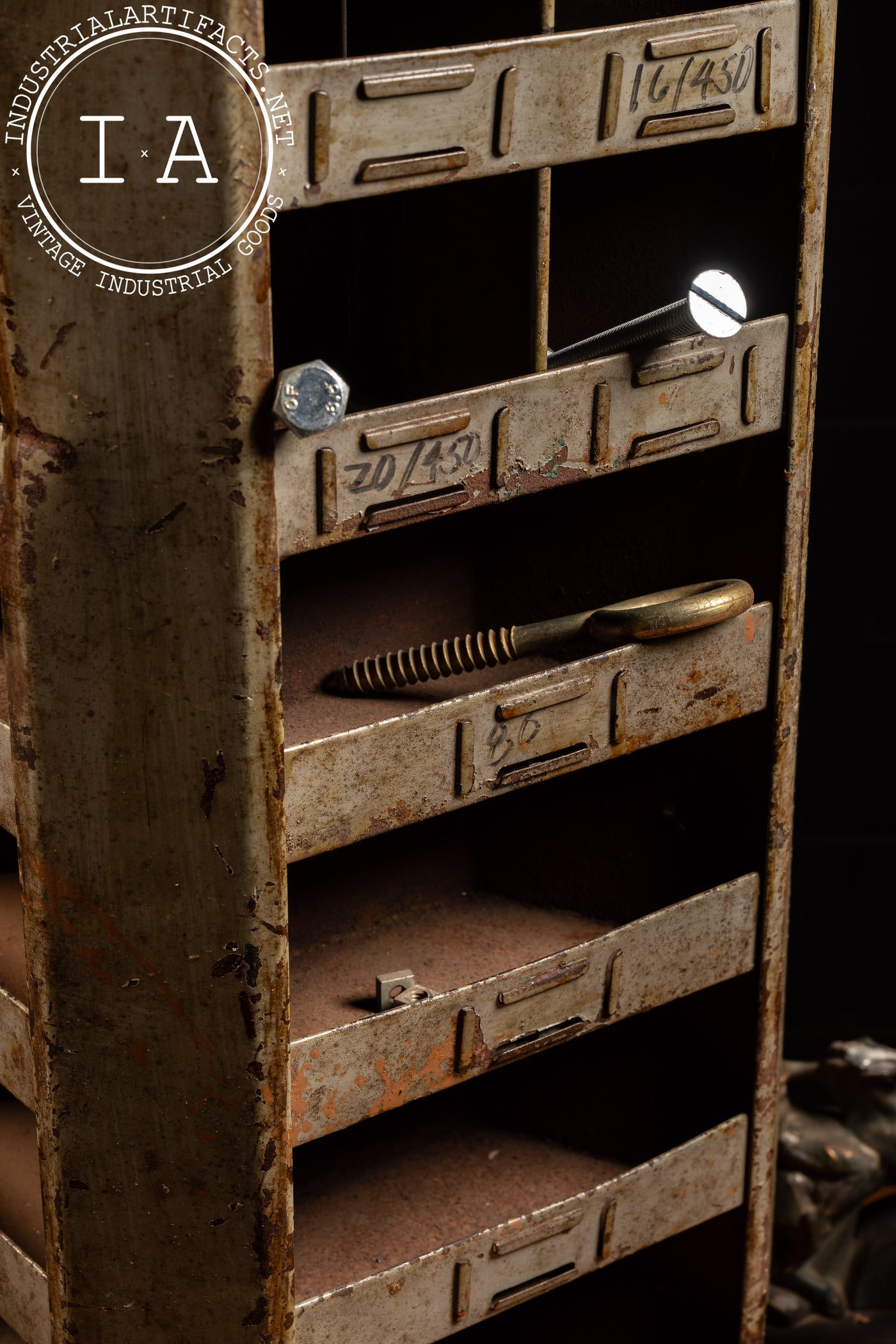 Antique Industrial Rotating Parts Bin