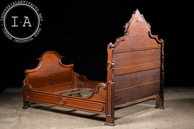 Late 19th Century Eastlake Victorian Walnut Bedframe