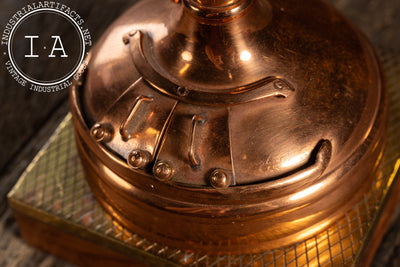 Miniature Copper Brewing Kettle Model on Wood Base