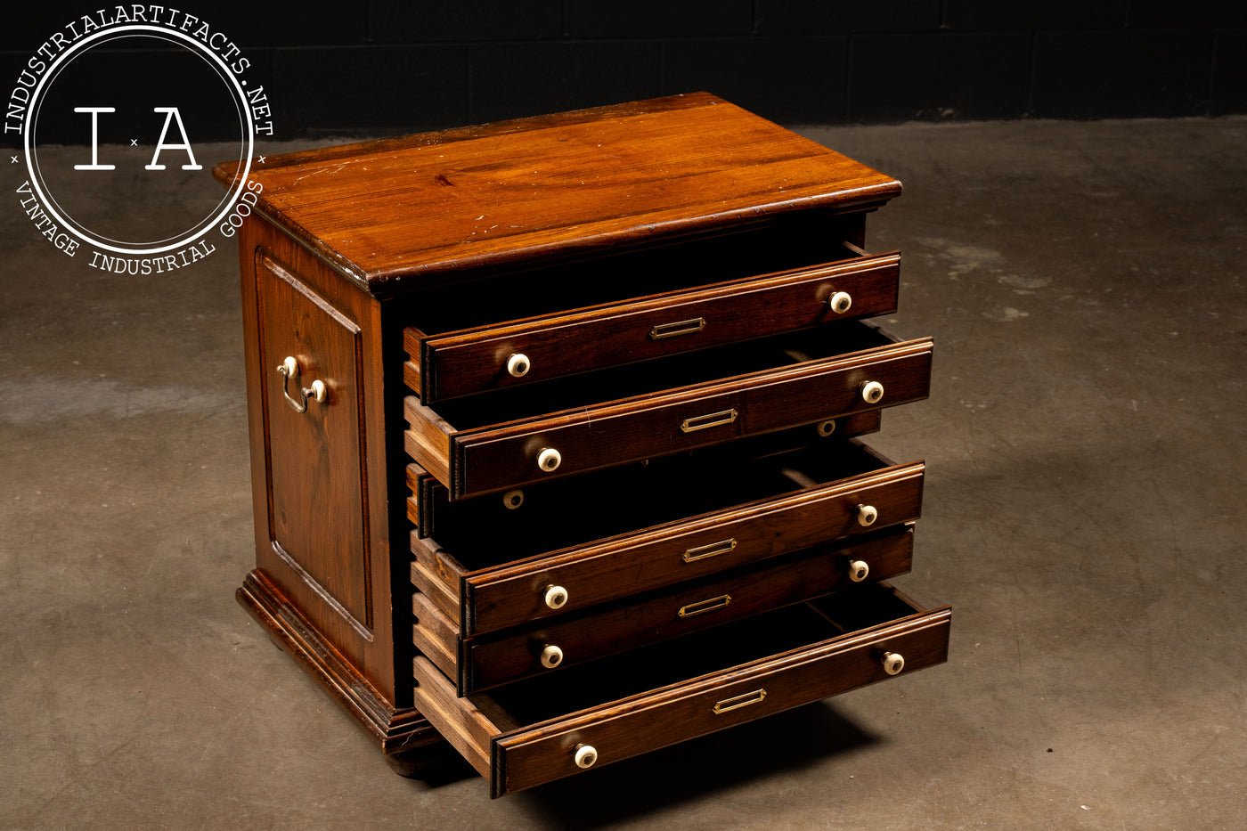 Vintage Wooden Side Table Cabinet