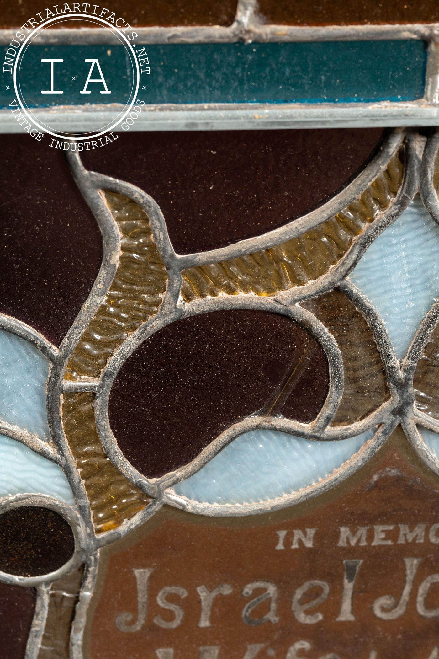 Late 19th Century Memorial Stained Glass Panel in Frame
