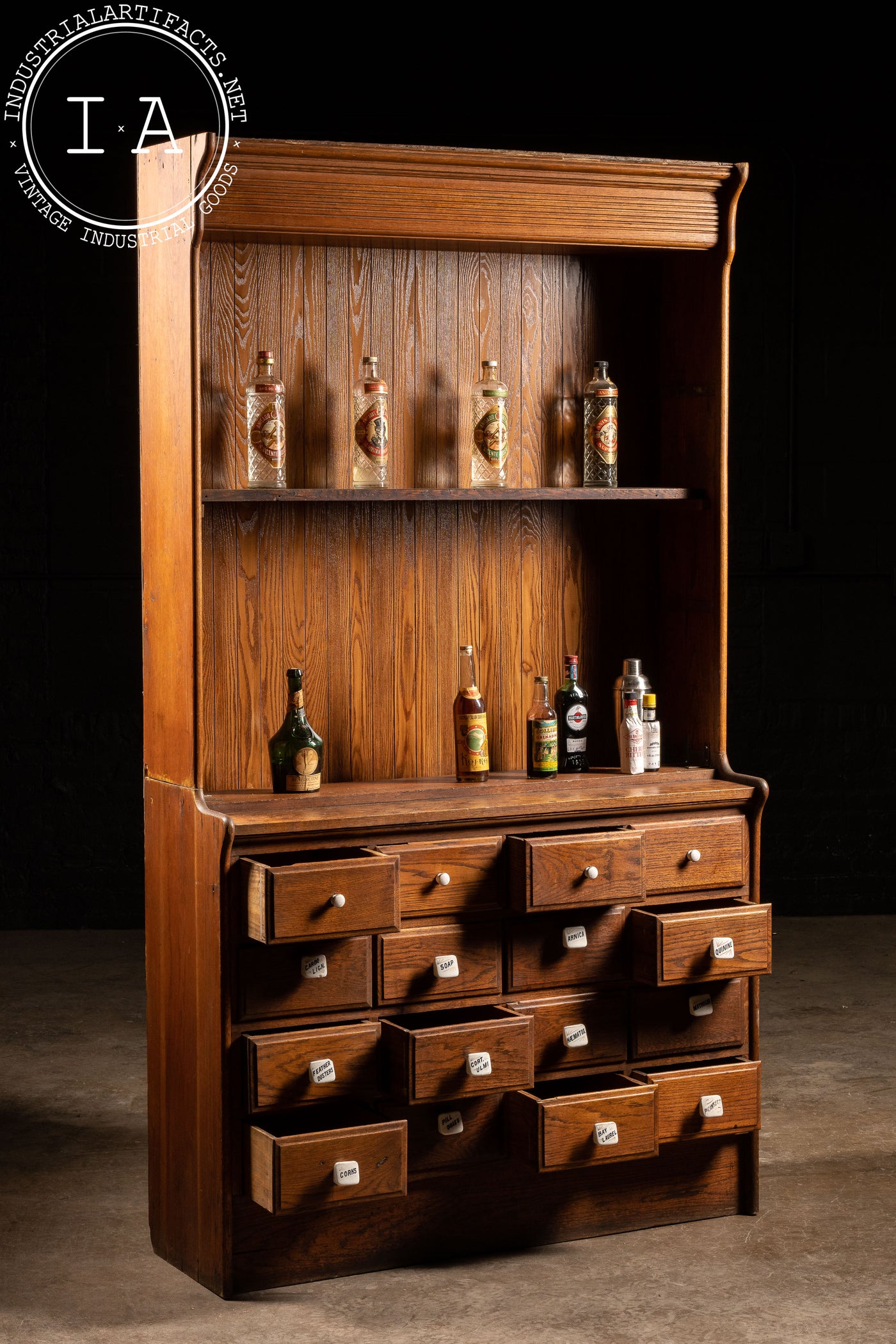 Early American Wooden Apothecary Hutch
