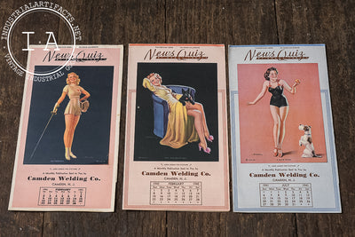 Lot of 6 Vintage News Quiz Calendars Camden Welding Pin-Up Art