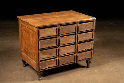 Antique Oak 12-Drawer Document Cabinet