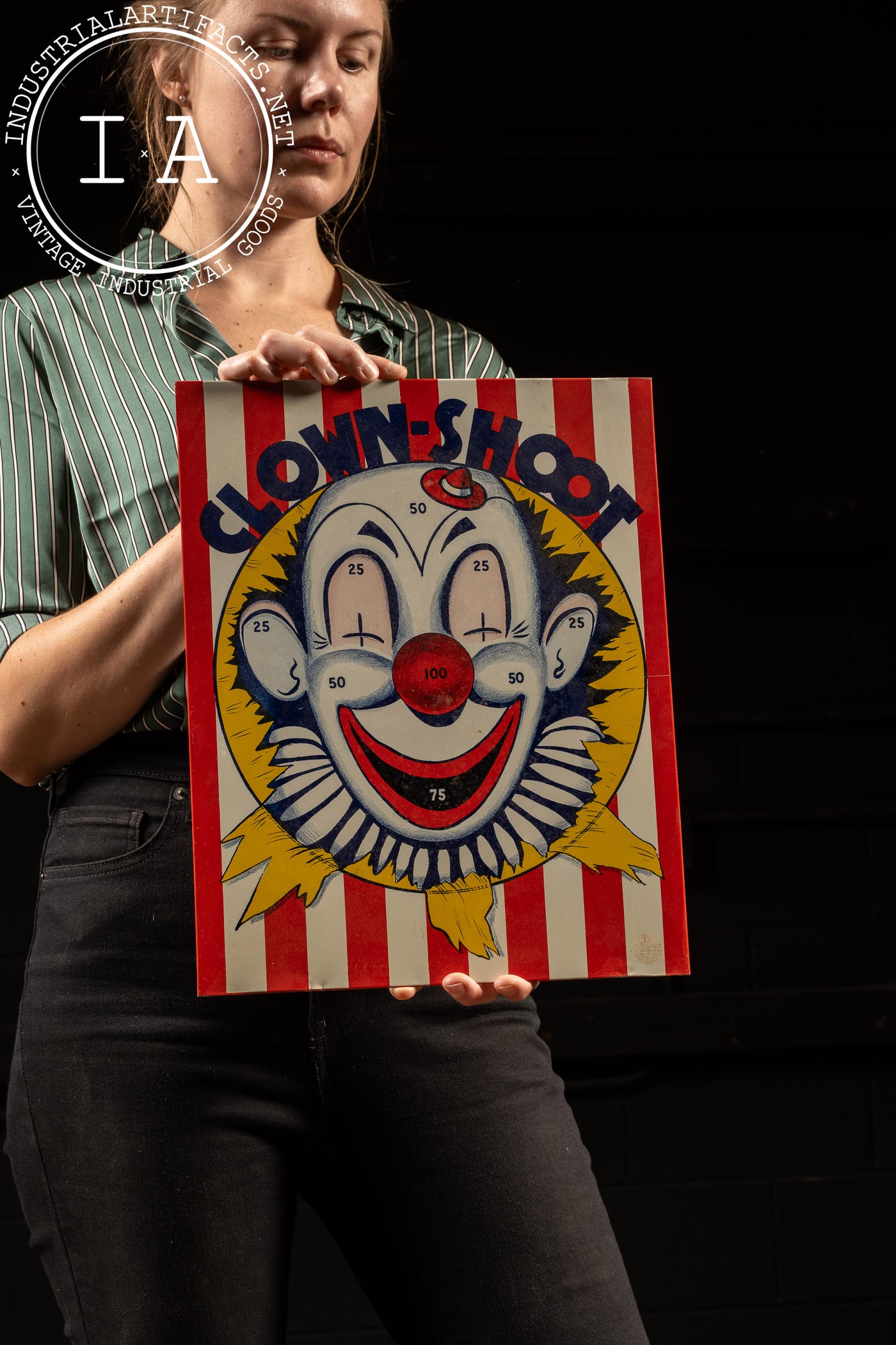 Vintage Clown Shoot/Baseball Reversible Tin Game