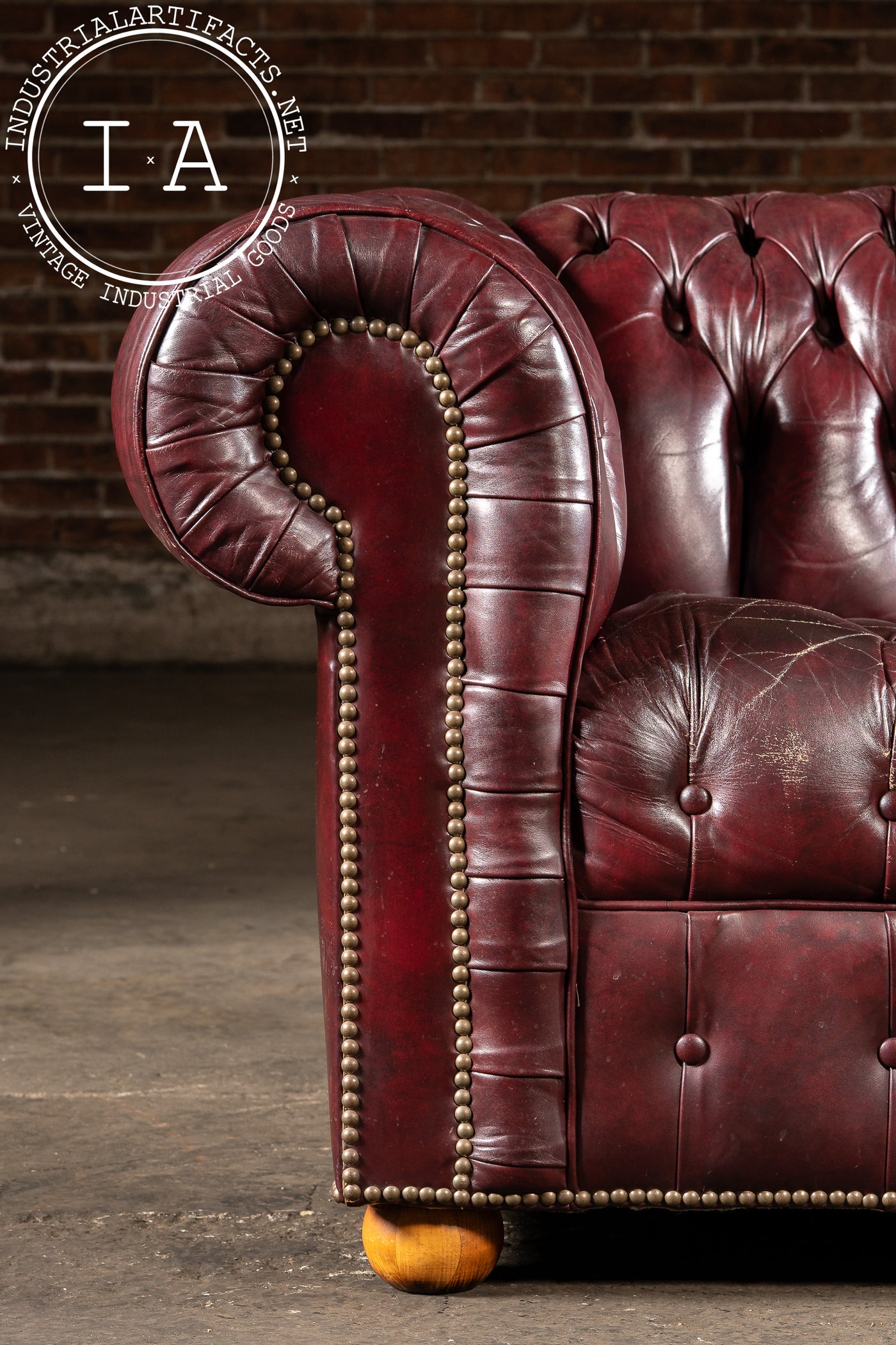 Tufted Leather Chesterfield Loveseat in Oxblood