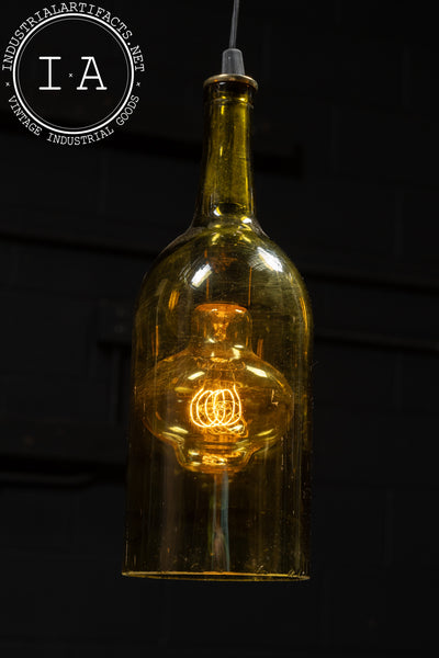 Reclaimed Bottle Chandelier with Rustic Beam Mount