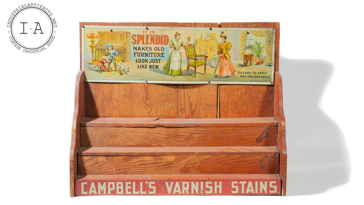 Antique Campbells Varnish Stains General Store Countertop Advertising Display