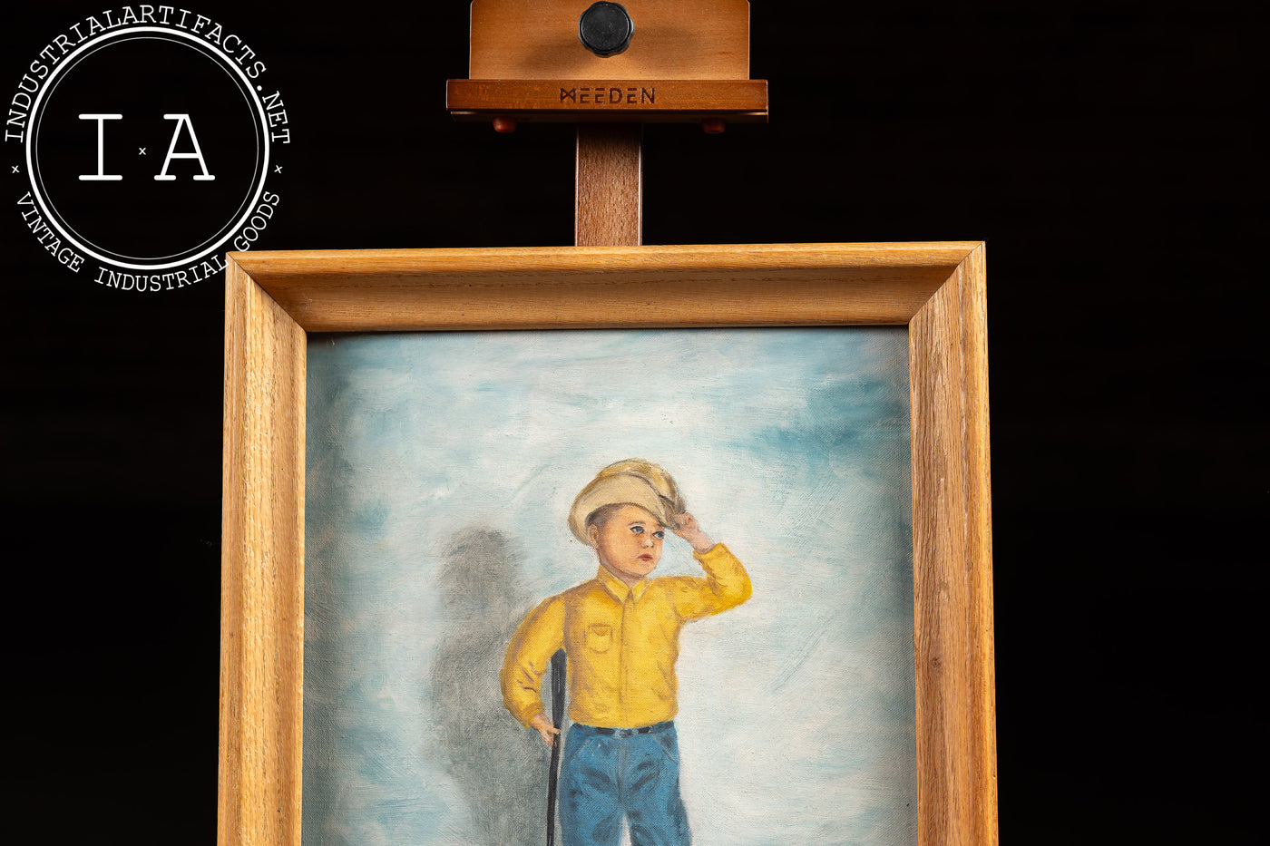 Boy With Gun | Framed Painting by L. Dahl, Signed