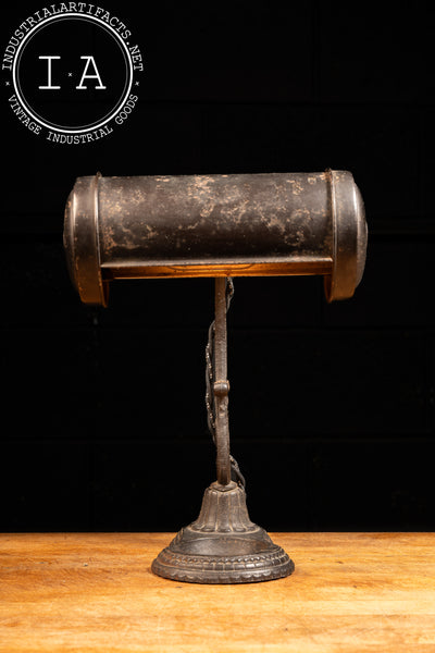 Early 20th Century Cast Iron Banker's Lamp