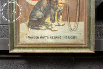 Antique Altered El Bart Gin Self-Framed Tin Litho Advertising Sign