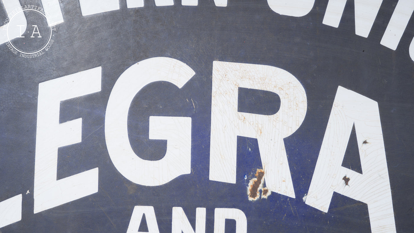 Original Double Sided Porcelain Western Union Telegraph Sign