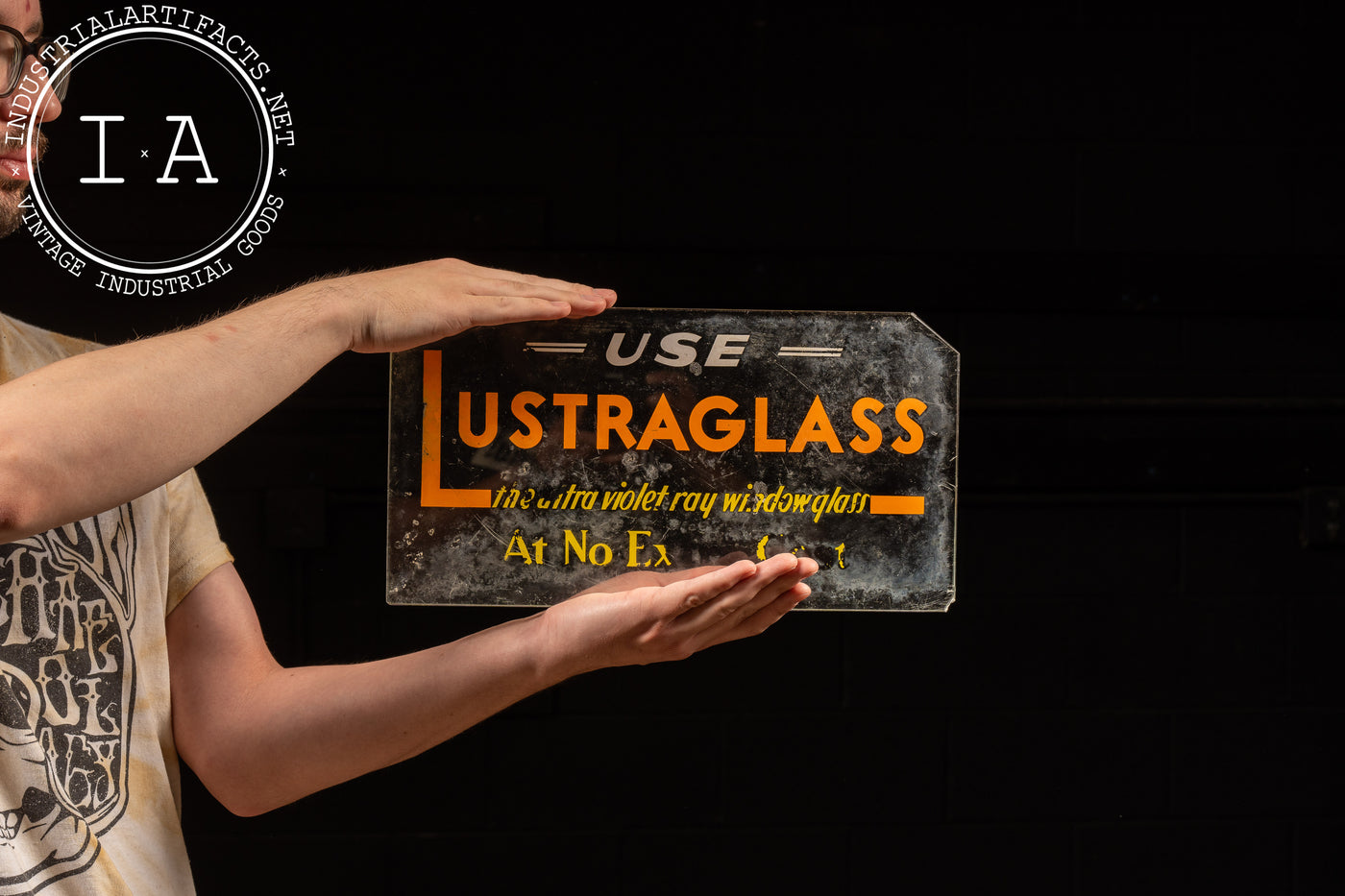 Vintage Lustraglass Advertising Sign