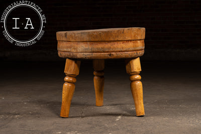Round Butcher Block Coffee Table on Wooden Legs