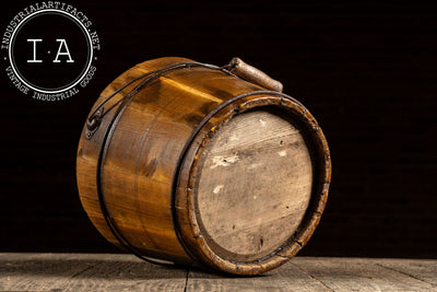 Antique Wooden Water Bucket with Wire Hoops