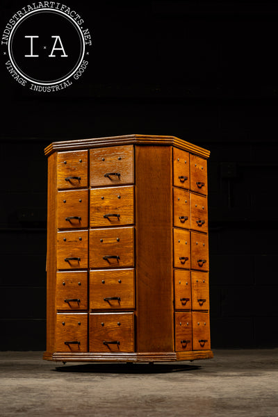 Early 20th Century Rotating Hardware Cabinet with Pull Drawers