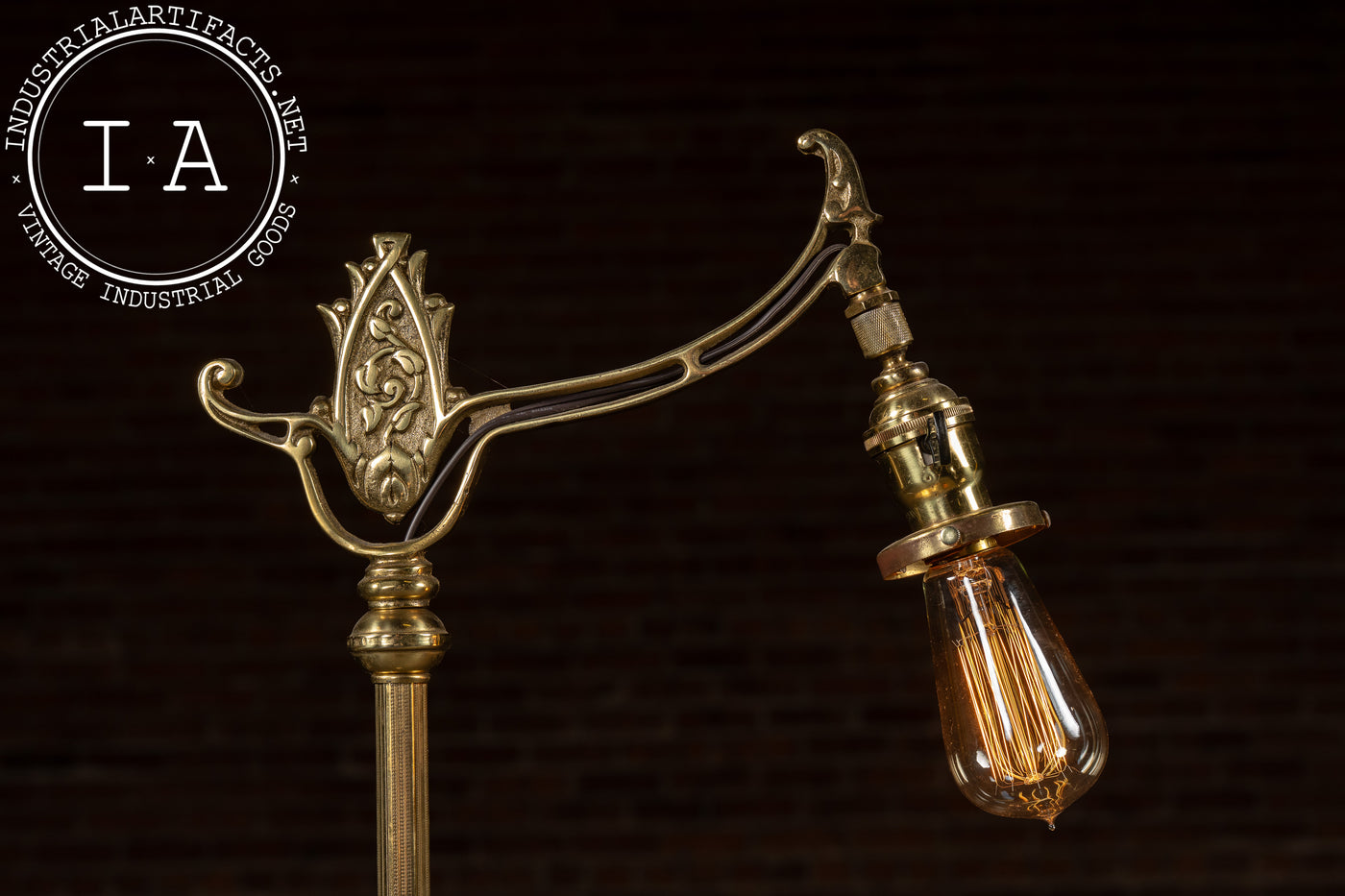 Antique Brass Bridge Arm Floor Lamp