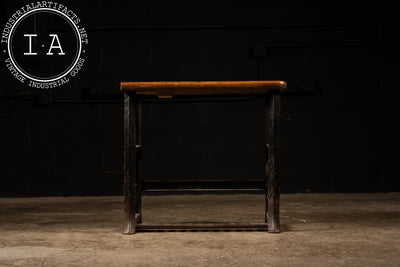 Vintage Industrial Butcher Block Table with Cast Iron Legs