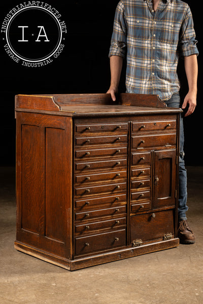 Early 20th Century Oak Rolling Dental Cabinet