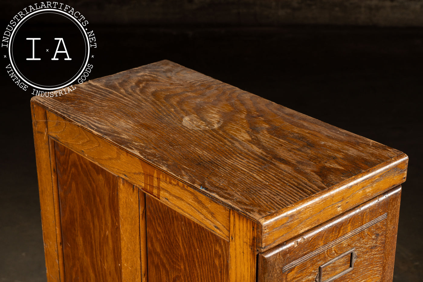 Antique Oak 4-Drawer Filing Cabinet