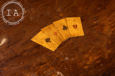 Vintage Birds Eye Maple Poker Case with Playing Cards and Chips