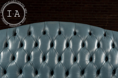 Vintage Tufted Leather Chesterfield Sofa in Blue