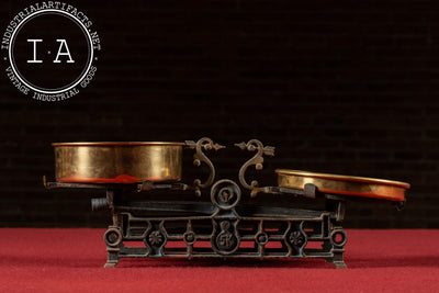 Early 20th Century Brass Wage Scale with Cast Iron Frame