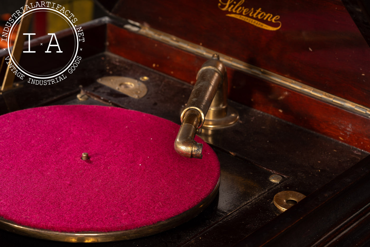 Antique Silvertone Floor Phonograph Cabinet with Records