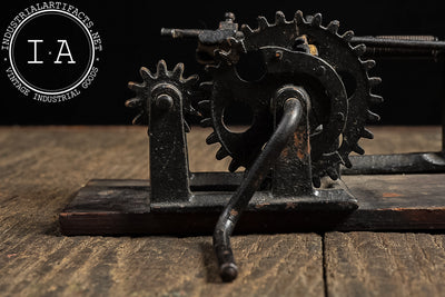 Primitive Cast Iron Apple Peeler on Wood Base